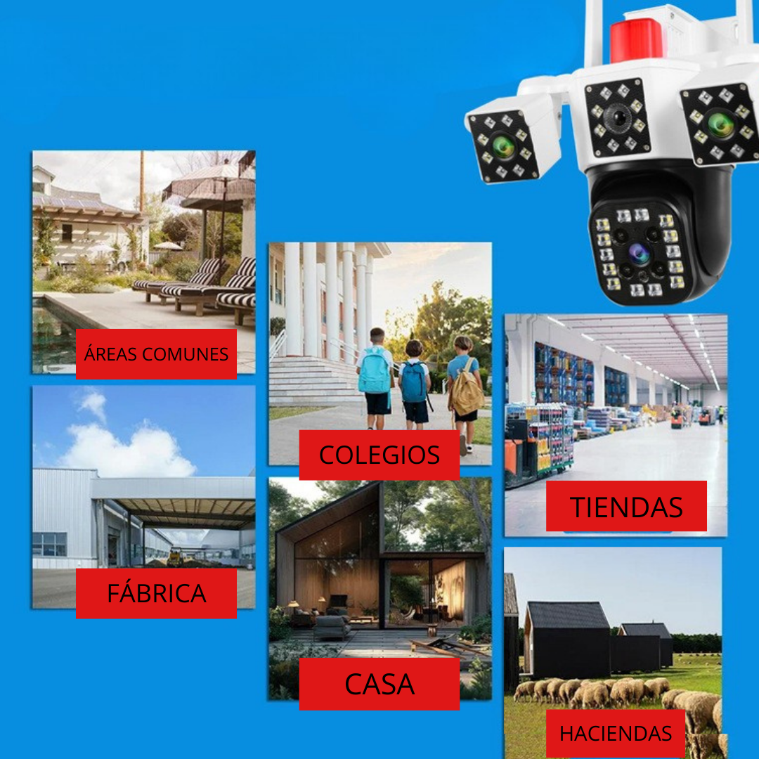 📷 Cámara de Seguridad para Exterior con Triple Lente y Zoom 10X 🔥