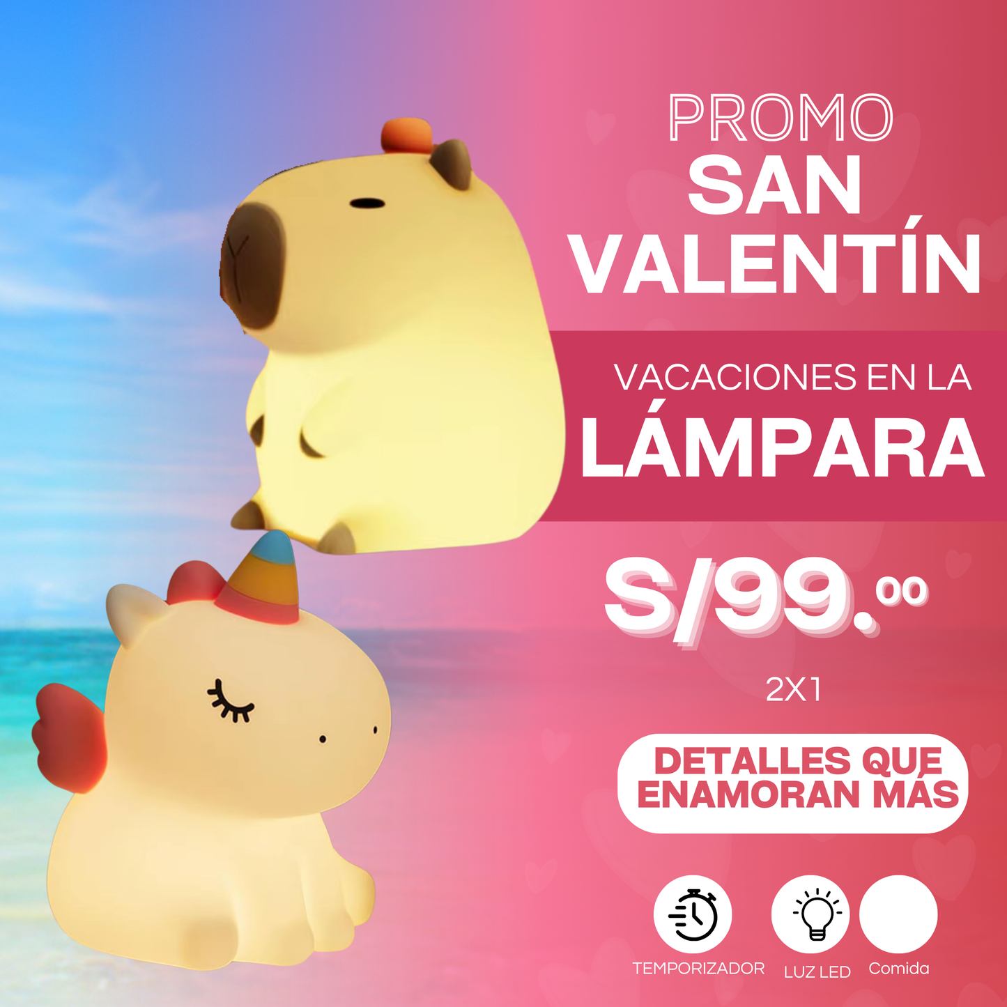 DUO LAMPARA LED: CAPIBARA + UNICORNIO 🦄🥳