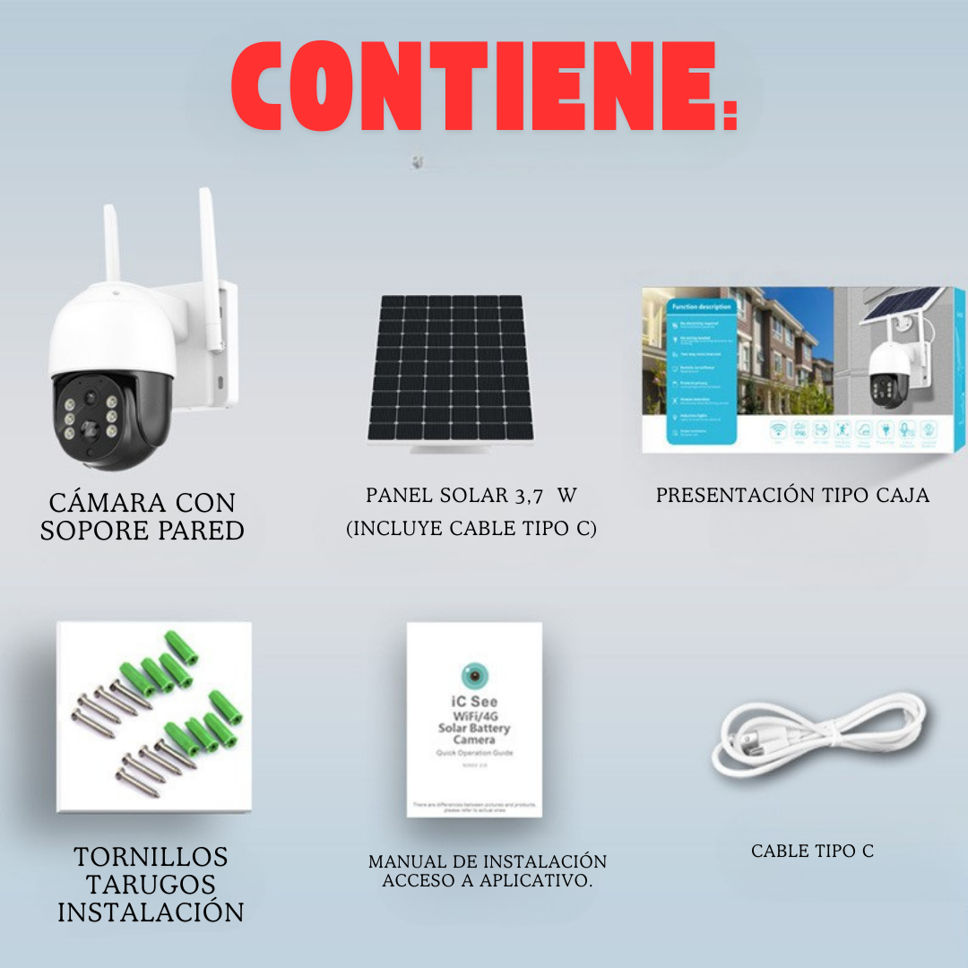 CAMARA DE VIGILANCIA CON PANEL SOLAR Y CHIP
