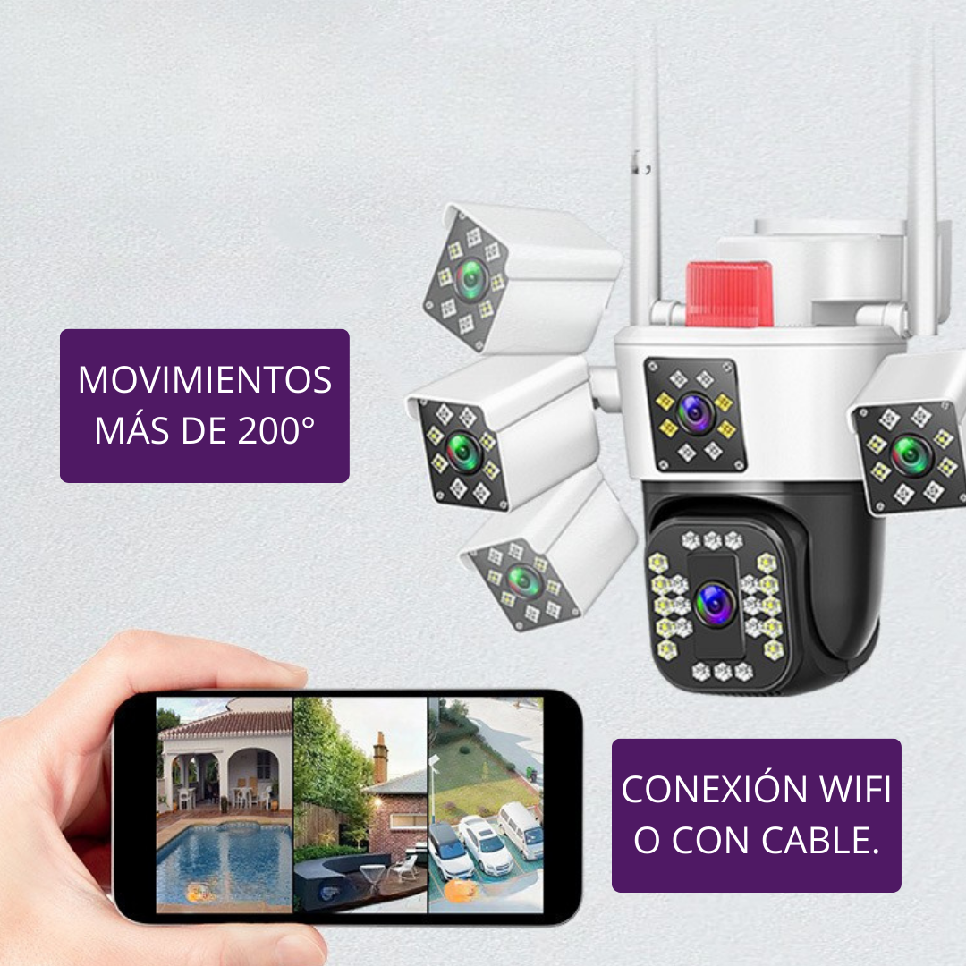 📷 Cámara de Seguridad para Exterior con Triple Lente y Zoom 10X 🔥