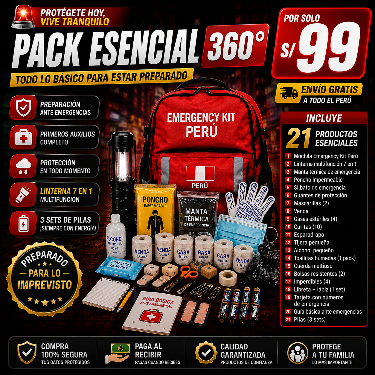 Mochila de Emergencia 360° Perú