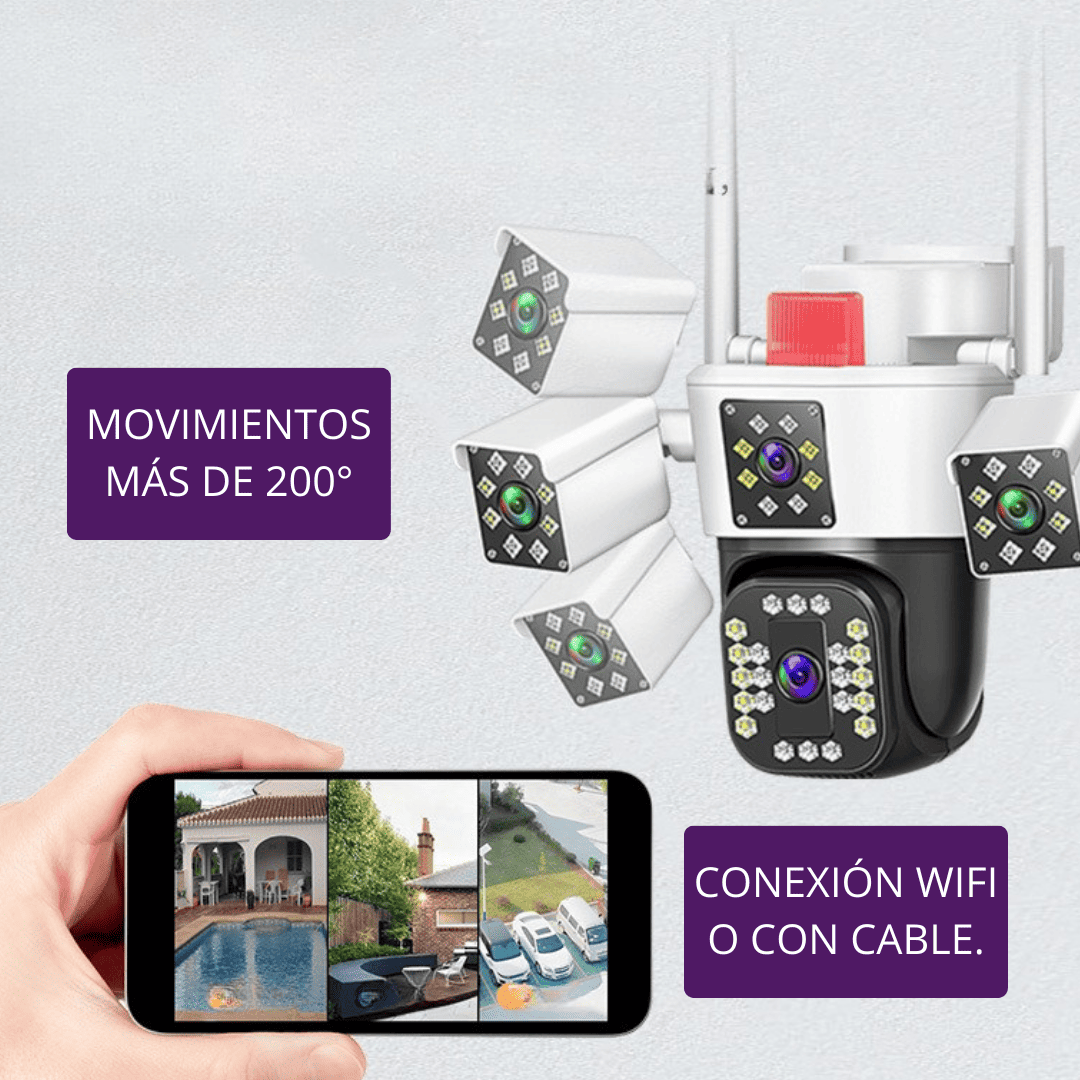 📷 Cámara de Seguridad para Exterior con Triple Lente y Zoom 10X 🔥