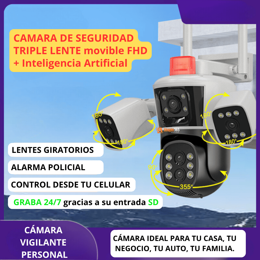 🚨 NUEVA CÁMARA 🎦 TRIPLE LENTE DELUXE+ Doble Panel Solar+ IA