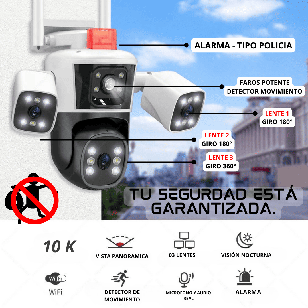 🚨 NUEVA CÁMARA 🎦 TRIPLE LENTE DELUXE+ Doble Panel Solar+ IA