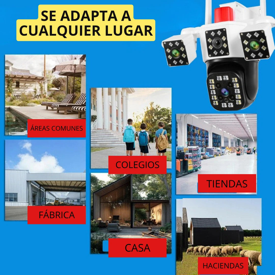 📷 Cámara de Seguridad para Exterior con Triple Lente y Zoom 10X 🔥