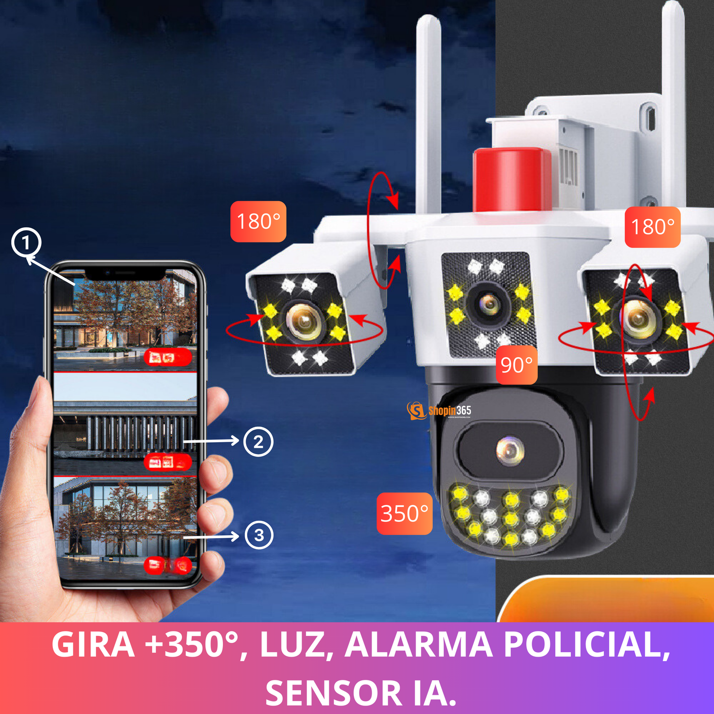 CAMARA TRIPLE LENTE 🚨Vigilante personal: Escucha, habla y protege en tiempo real.