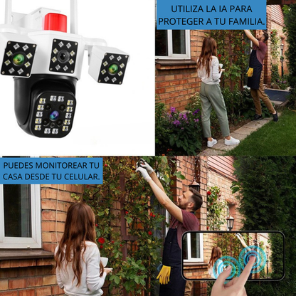 📷 Cámara de Seguridad para Exterior con Triple Lente y Zoom 10X 🔥