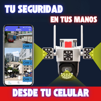 📷 Cámara de Seguridad para Exterior con Triple Lente y Zoom 10X 🔥