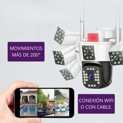 📷 Cámara de Seguridad para Exterior con Triple Lente y Zoom 10X 🔥