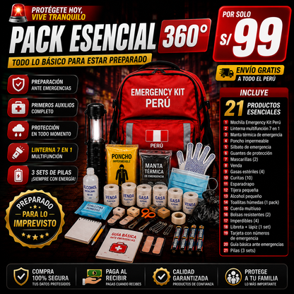Mochila de Emergencia 360° Perú