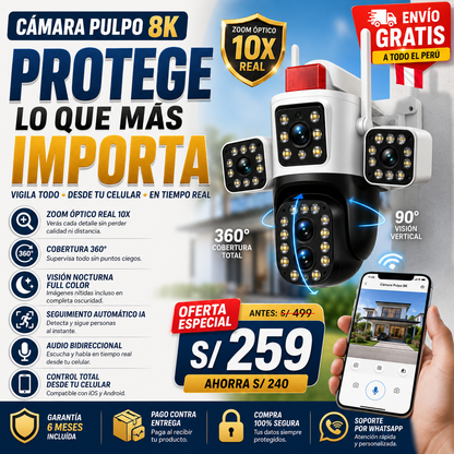 CAMARA TRIPLE LENTE 🚨Vigilante personal: Escucha, habla y protege en tiempo real.