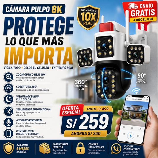 CAMARA TRIPLE LENTE 🚨Vigilante personal: Escucha, habla y protege en tiempo real.