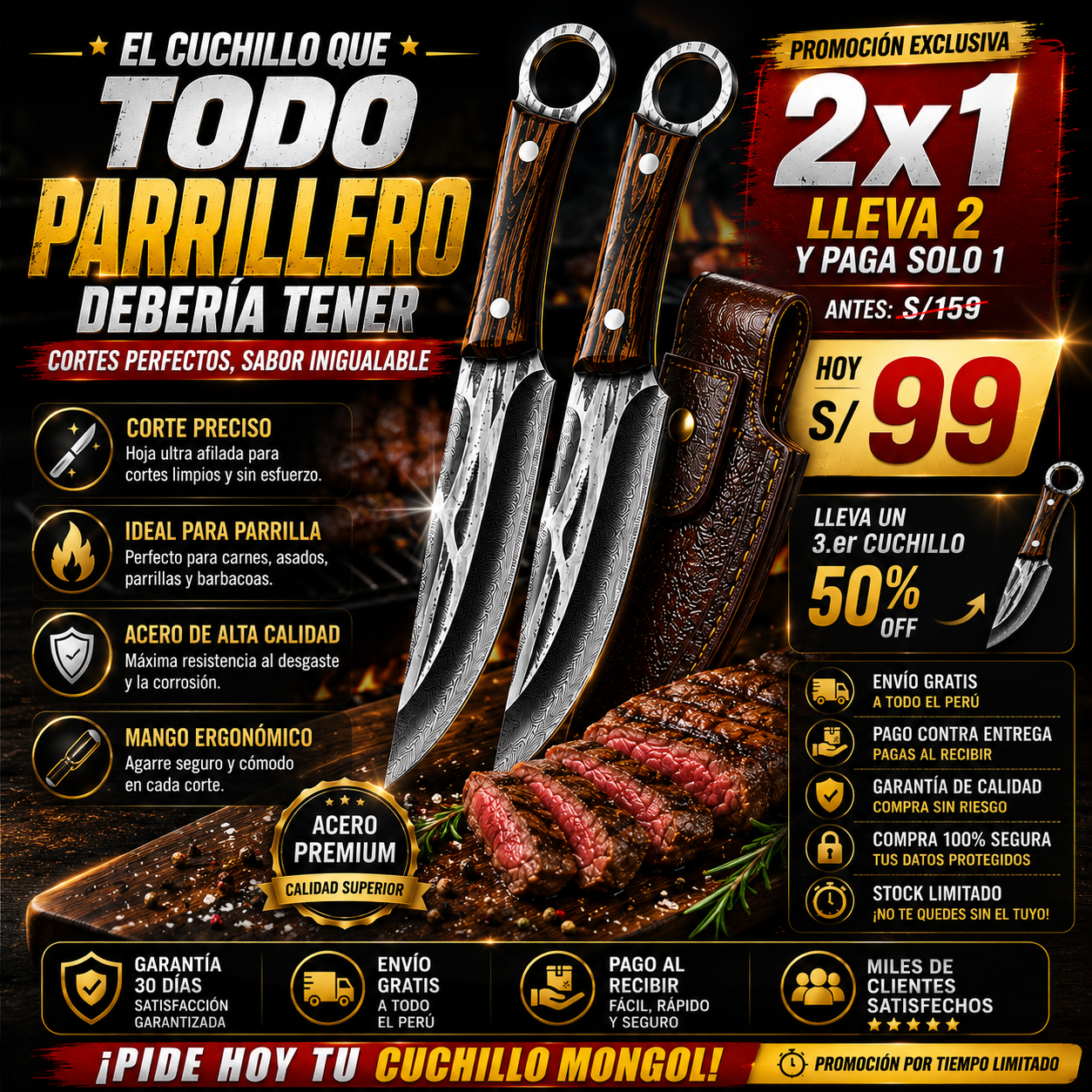 NUEVO CUCHILLO MONGOL - LLEVA 2 PAGA 1