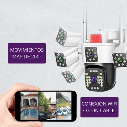 📷 Cámara de Seguridad para Exterior con Triple Lente y Zoom 10X 🔥