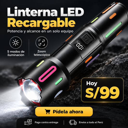 🔦 Linterna Láser LED Multifuncional - ilumina Hasta 200m
