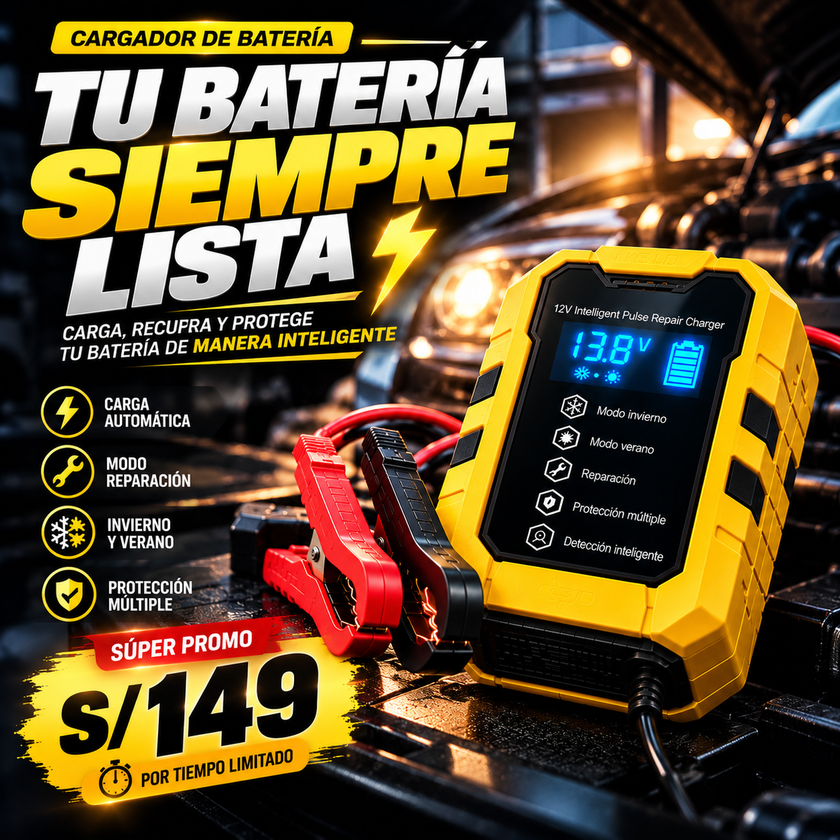 CARGADOR DE BATERIA PARA AUTO