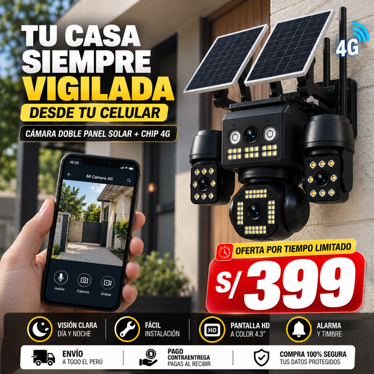 Cámara con Doble Panel Solar + Chip 4G