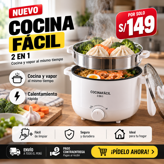 Olla Eléctrica Cocina fácil 2 en 1