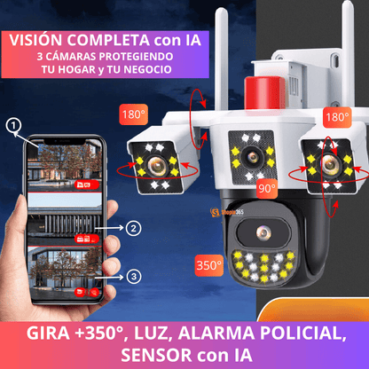 CAMARA TRIPLE LENTE 🚨Vigilante personal: Escucha, habla y protege en tiempo real.