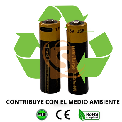 🔋Pila Recargable AA con USB Tipo C