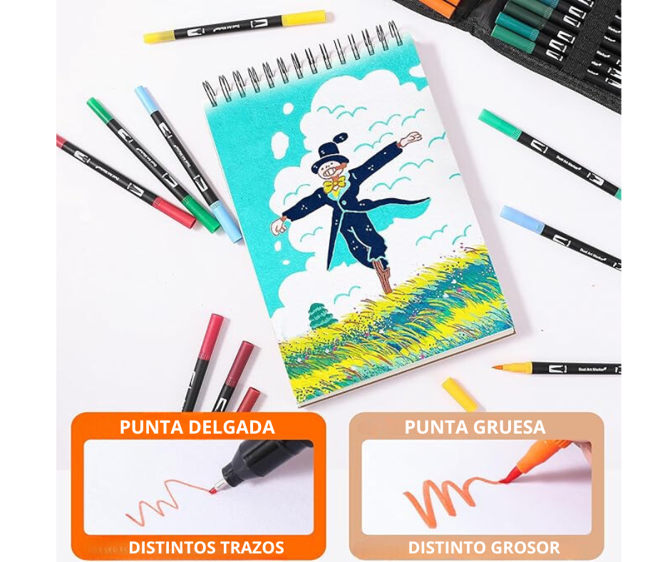 Plumones Doble Punta: Organización y Estilo ✍️✨ 120